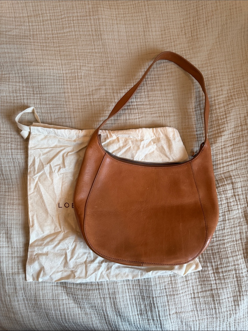 ONE-OF Tan Leather Hobo Shoulder Bag